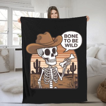 Discover Bone to be Wild Funny Skeleton Wild West Fleece Blankets
