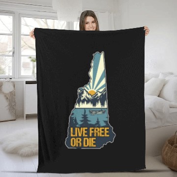Discover Live Free or Die Retro New Hampshire Nature Fleece Blankets