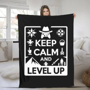 Discover Keep Calm and Level Up Fleece Blankets