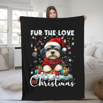Discover Shih Tzu Christmas Tree Lights Decorations Dog Fleece Blankets