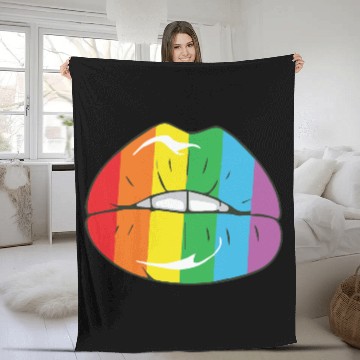 Discover Rainbow Flag Lips Gay Pride LGBT Fleece Blankets