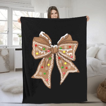 Discover Gingerbread Croquette Bow DTF transfer Fleece Blankets