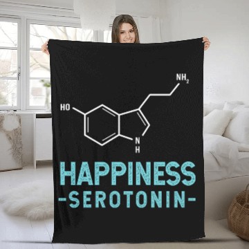 Discover Organic Chemistry Happiness Serotonin Molecule Fleece Blankets
