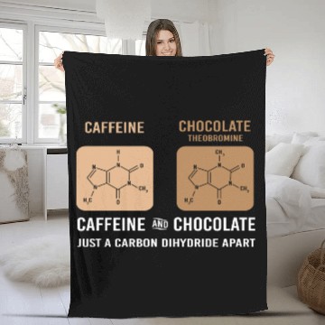 Discover Caffeine Chocolate Funny Organic Chemistry Fleece Blankets