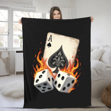 Discover Ace of Spades Dice Flames Bold Casino Vibes Fleece Blankets