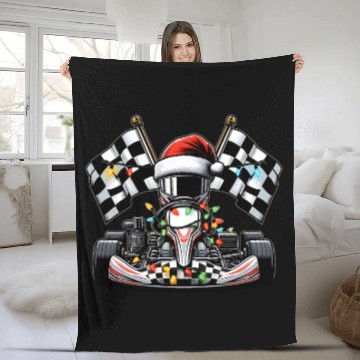 Discover Go Kart Racing Karting Go Kart Racer Christmas Hat Fleece Blankets