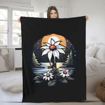 Discover Nature by the River: Flowers and Trees Fleece Blankets