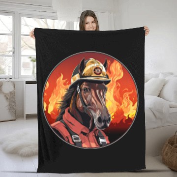 Discover Horses Firefighter / fireman horse Fleece Blankets
