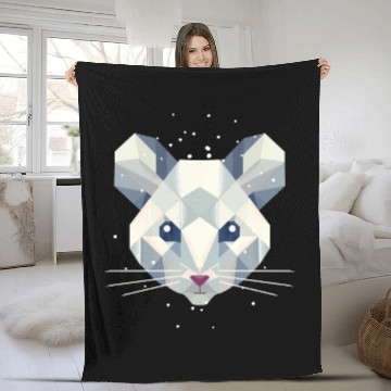 Discover Geometric Snow Mouse – Winter Animal Portrait Fleece Blankets