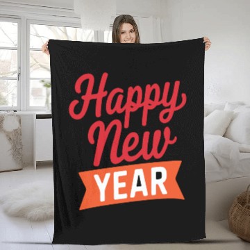 Discover Happy New Year Red and Orange Festive Fleece Blankets