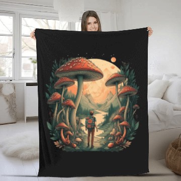 Discover Mystical Forest | Mushroom Wanderer Fleece Blankets
