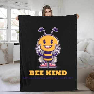 Discover Bee Kind: My Garden’s a Buzzing Hotspot Bee Garden Fleece Blankets