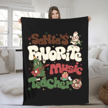 Discover Music Teacher Christmas Fleece Blankets Santas Favorite