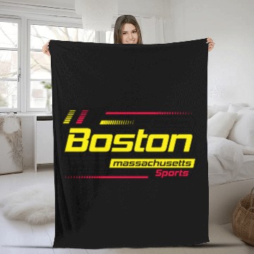 Discover Boston Massachusetts Design Modern Sports Yellow Fleece Blankets