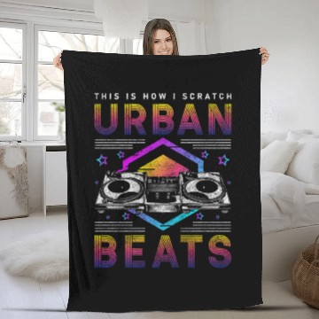 Discover Disc Jockey Melody Crowd Vinyl Fleece Blankets