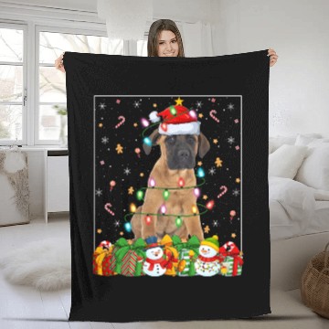 Discover Mastiff Dog Christmas Lights Fleece Blankets