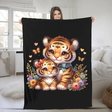 Discover Adorable Tiger Cubs Surrounded by Butterflies and Fleece Blankets
