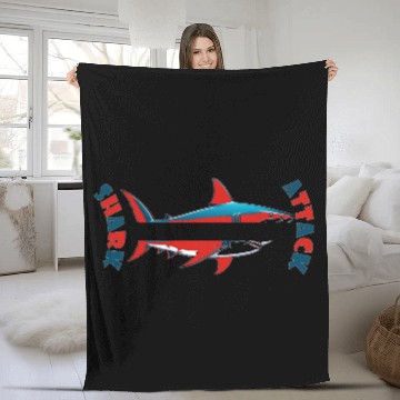 Discover Shark red Fleece Blankets