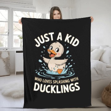 Discover Just a Kid Who Loves Splashing with Ducklings Fleece Blankets