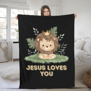 Discover Little Lion King - Jesus Loves You Fleece Blankets