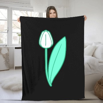 Discover White Tulip Beautiful Flower Pretty Spring Summer Fleece Blankets