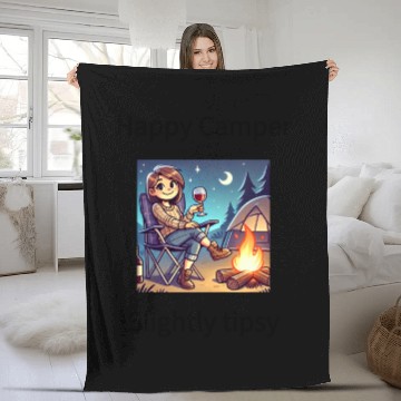 Discover Happy camper slightly tipsy design Fleece Blankets