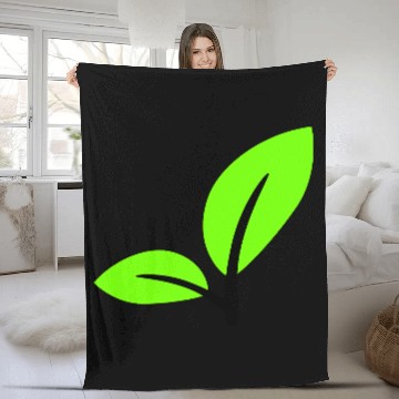 Discover 2 Green Beautiful Leaves Eco Spring Summer Nature Fleece Blankets