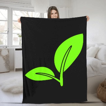 Discover 2 Green Beautiful Leaves Eco Spring Summer Nature Fleece Blankets