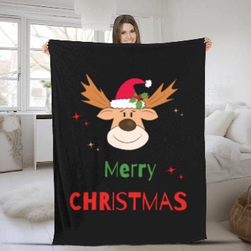 Discover Christmas deer Fleece Blankets