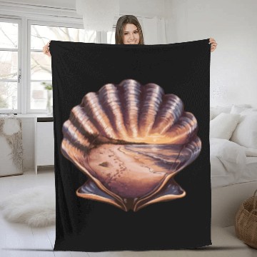 Discover Seashell Beach Scene Serene Ocean Landscape Fleece Blankets