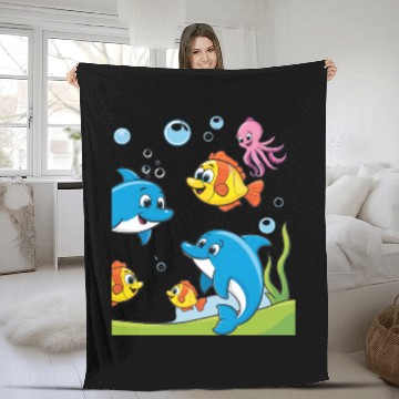 Discover Dolphins and Friends Fleece Blankets