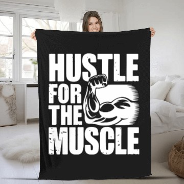 Discover Hustle for the Muscle - Gym Motivation Quote Fleece Blankets