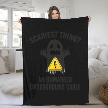 Discover Lineman Halloween Scary Electrician Funny Humor Fleece Blankets