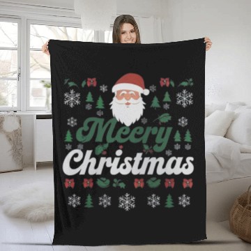 Discover Gothic Christmas Sweater with Cubical Elements Fleece Blankets