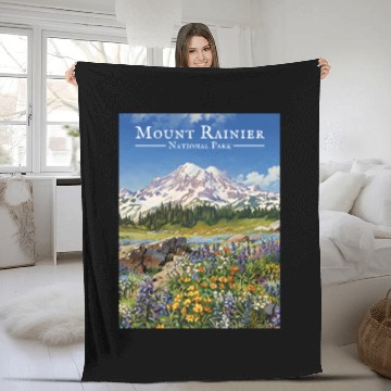 Discover Mount Rainier Paradise Meadows Fleece Blankets