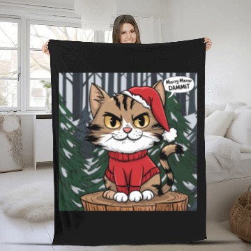 Discover Merry Meow Dammit Cat Fleece Blankets