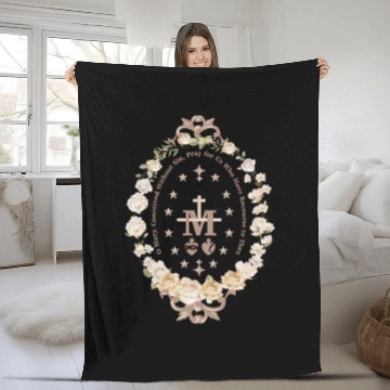 Discover Marian Catholic Virgin Mary Marian Cross Floral Fleece Blankets