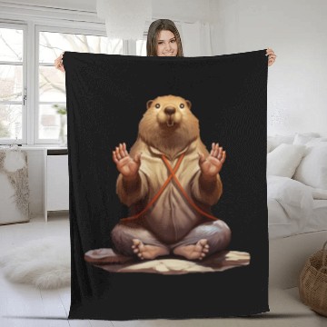 Discover Beaver Yoga Fleece Blankets