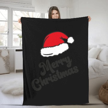 Discover Merry Christmas Bonnet Festif Fleece Blankets