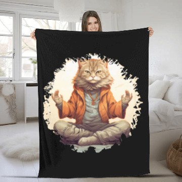 Discover Cat Yoga / Yogi Cat Fleece Blankets