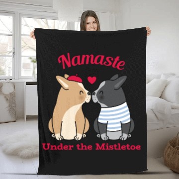 Discover Namaste Under the Mistletoe Christmas Yoga Fleece Blankets