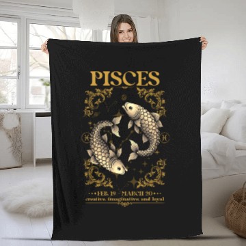 Discover Pisces Zodiac Sign Fleece Blankets