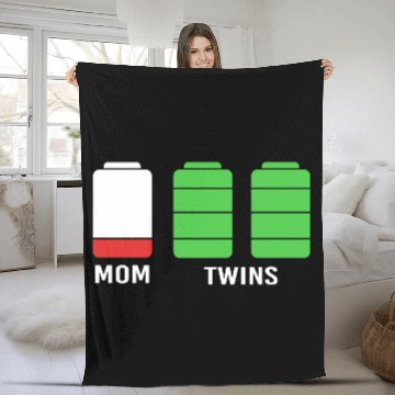 Discover Funny Birthday Mama Twin Mom Low Battery Fleece Blankets