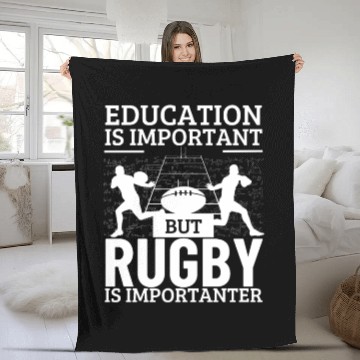 Discover Rugby Player Education Is Important Funny Rugby Fleece Blankets