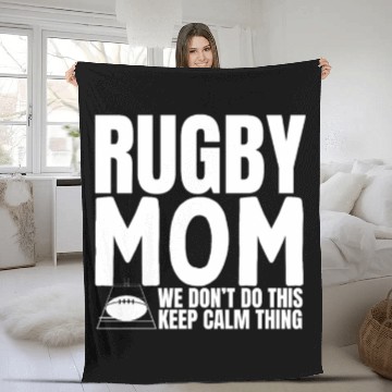 Discover Rugby Mom Quote Funny Rugby Fleece Blankets