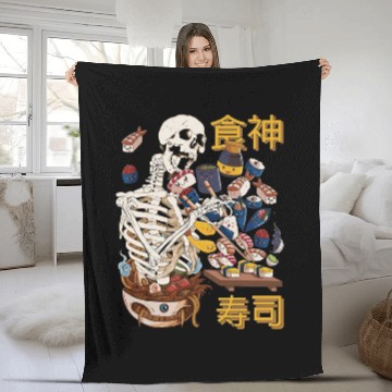 Discover Goth Skeleton Fleece Blankets Japanese Fleece Blankets Sushi