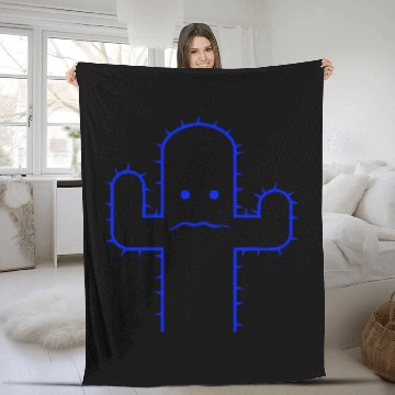 Discover Cactus Face Fear Sad Spines Desert Funny Cacti Fun Fleece Blankets