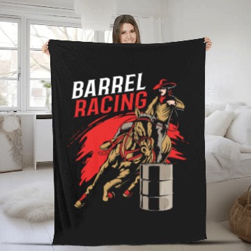 Discover Horse Riding Cowgirl Barrel Racing Rodeo Fleece Blankets