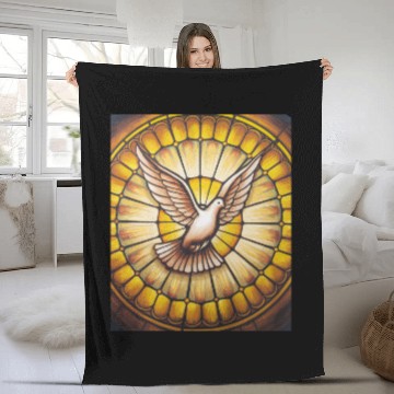 Discover Stained Glass Dove in Flight - Peace & Spiritualit Fleece Blankets