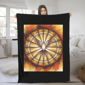 Discover Stained Glass Dove in Flight - Peace & Spiritualit Fleece Blankets